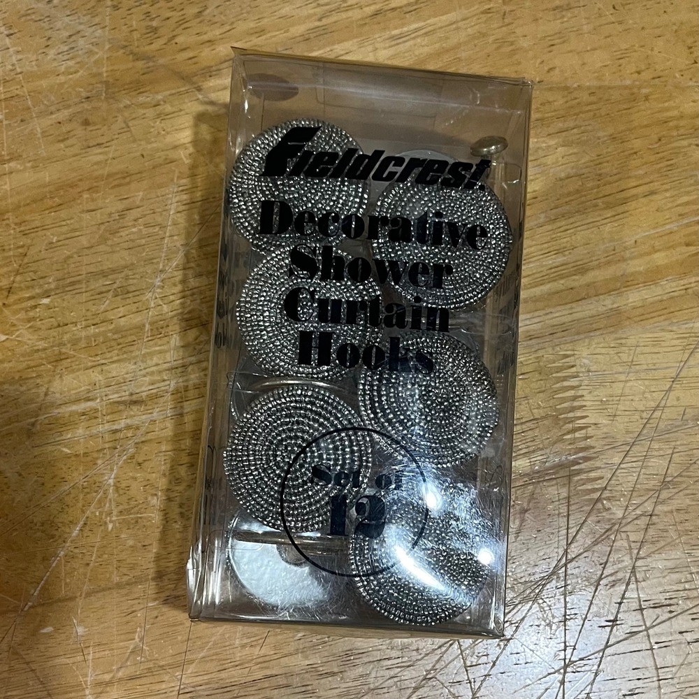 Fieldcrest Gatsby Decorative Shower Curtain Hooks Silver Beaded Set of 12 New